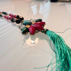 Elegant Multicolor Beaded Necklace with Tassel